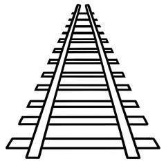 Railroad Tracks Illustration Minimalist One Line Perspective Vector of Travel and Transportation Infrastructure