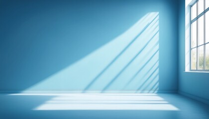Obraz premium shadow and light from windows on wall minimal abstract light blue background for product presentation