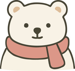 White bear wearing a scarf