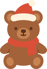 A cute Christmas bear doll wearing a Santa hat