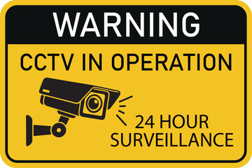 Warning cctv surveillance 24 hour operation sign