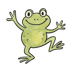 Fototapeta premium PNG Cheerful watercolor frog illustration.