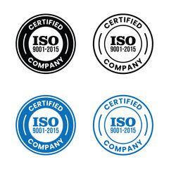 ISO 9001-2015 Certified Company Stamp | Quality Assurance and Compliance Certification Logo for Business and Manufacturing