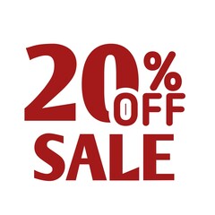20% Off Red Sale Label