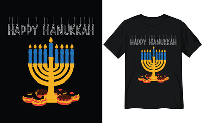 Happy Hanukkah Menorah with candle Illustration