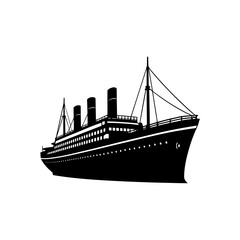Silhouette of a grand ocean liner with multiple funnels