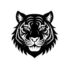 Stylized black and white tiger face illustration