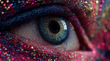 AI eye emitting neon spirals of thought, symbolizing intelligence, digital consciousness, and the dynamic flow of futuristic ideas and information