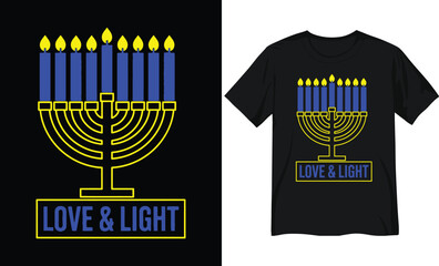 Love and Light Hanukkah Menorah Vector Illustration
