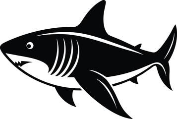 shark vector illustration, Modern Shark Silhouette Vector Art in Minimal Flat Design