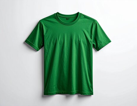 Polera lisa unisex, color verde, vista frontal sobre fondo blanco