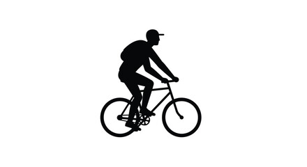 Obraz premium Silhouette of a cyclist riding a bicycle against a white background