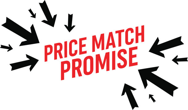 Price match promise isolated on white background, ensuring the best deals and competitive pricing