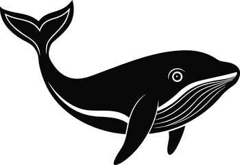vector illustration of a cartoon whale, A Modern Whale Silhouette Vector Art in Minimal Flat Design