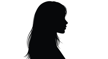 A striking silhouette of a woman s face and flowing long hair