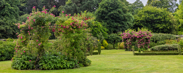 Fototapeta premium Scenic view of beautiful Botanical garden of Upper Brittany in Le Chatellier in France