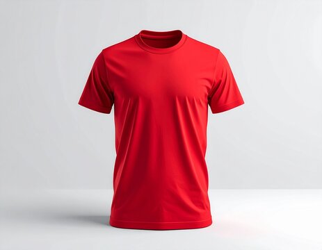 Polera b&aacute;sica lisa de manga corta, color rojo brillante