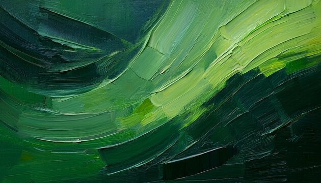 closeup of abstract rough colorfuldark green art painting texture background wallpaper with oil or acrylic brushstroke waves pallet knife paint on canvas