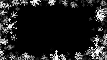 Fototapeta premium Christmas background with falling snowflakes. Winter holiday background or frame with pattern of holiday snow.