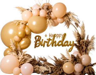  Rustic Boho Birthday Balloon Decor with Dried Flowers