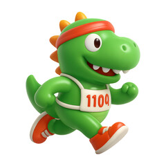 Obraz premium PNG Cartoon dinosaur running enthusiastically.