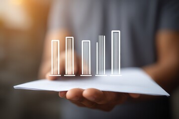 Visual representation of data growth with bar chart during business meeting in modern office