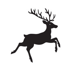 Reindeer silhouette, majestic winter deer, Christmas forest animal, elegant wildlife design, snowy nature illustration, festive holiday artwork, wild reindeer vector, peaceful woodland scene