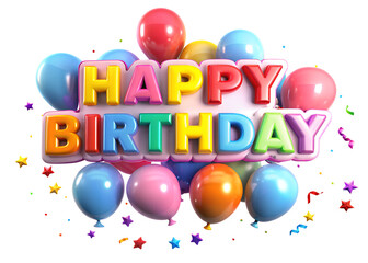 Happy Bithday Typography and ballons 3d sticker