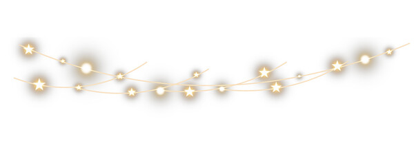 Christmas bulbs twinkle with gentle shine, festive garland string light PNG