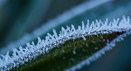 Icy crystals fringe a delicate leaf, perfect for winter wonderlands and frosty nature scenes