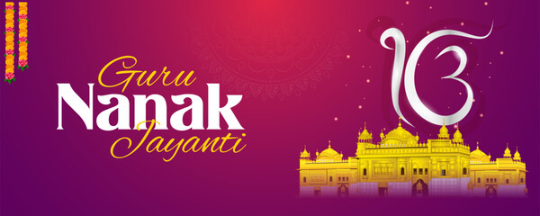 Happy Gurpurab, Guru Nanak Jayanti festival of Sikh celebration background