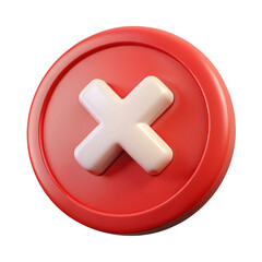 Obraz premium 3d red cross mark icon isolated on transparent background