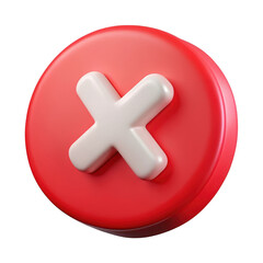 Fototapeta premium 3d red cross mark icon isolated on transparent background