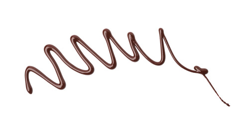 Sample of tasty melted chocolate isolated on white, top view