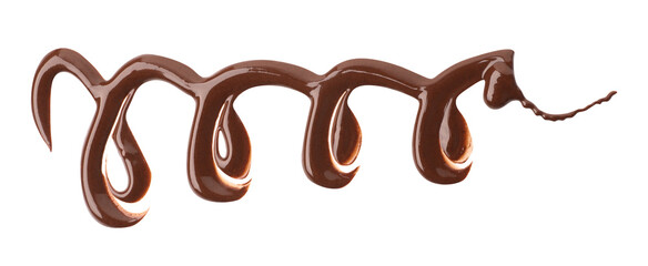 Sample of tasty melted chocolate isolated on white, top view