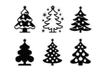 Obraz premium Christmas Tree Silhouette Icon Set
