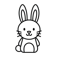 Cute cartoon rabbit outline simple line drawing illustration