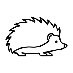 Simple outline drawing of a cute hedgehog facing right