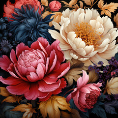 Beautiful blooming flower and leaves background