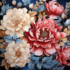 Beautiful blooming flower and leaves background