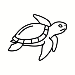 Simple line drawing of a sea turtle swimming