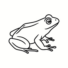 Simple outline drawing of a frog sitting on a white background
