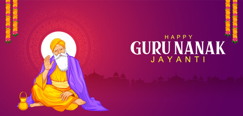 Happy Gurpurab, Guru Nanak Jayanti festival of Sikh celebration background