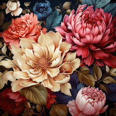 Beautiful blooming flower and leaves background