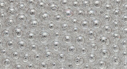 Close-up of transparent bubble wrap texture with circular patterns