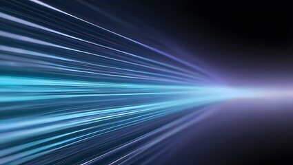 Abstract blue light streaks moving rapidly into darkness