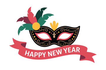 Obraz premium A festive masquerade mask and ribbon with 