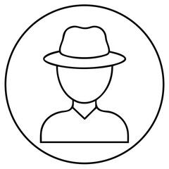 Vector art of outline icon of a person wearing a fedora hat