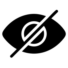 Vector art of black icon of an eye with a slash through it, symbolizing do not see or hidden