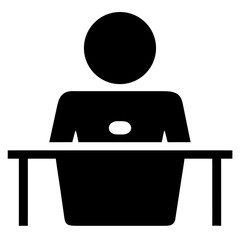 Vector art of person sitting at a desk using a laptop
